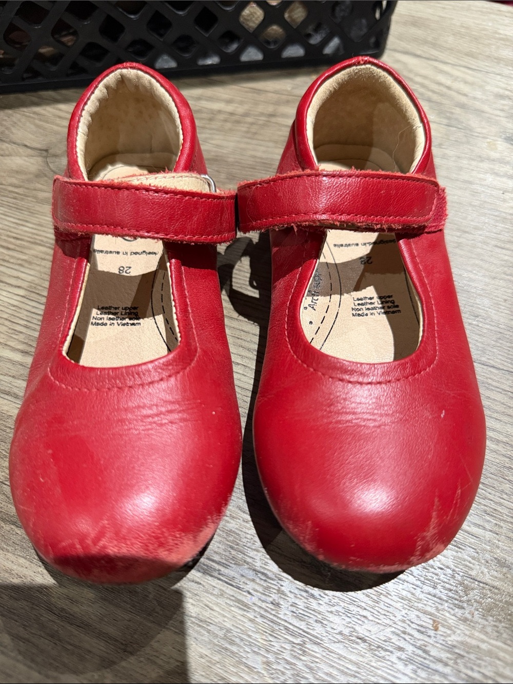 Old Soles Red Leather Mary Jane Shoes with Velcro Strap